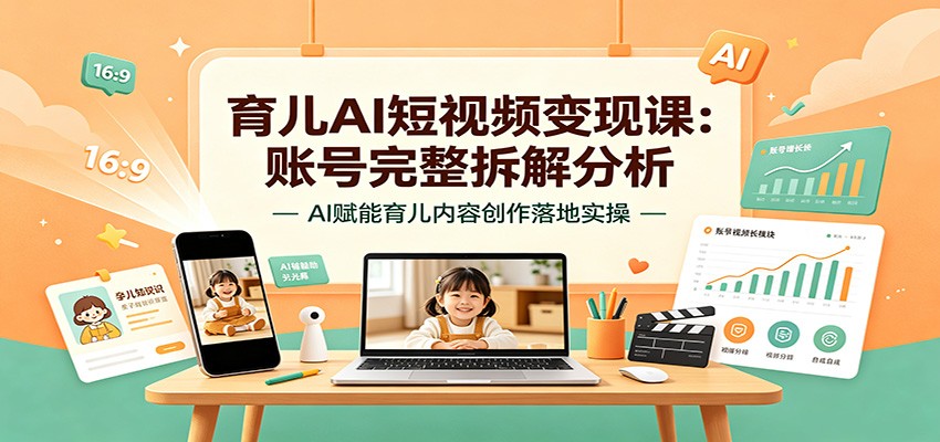 育儿AI短视频变现课：账号完整拆解分析，AI赋能育儿内容创作落地实操-途喵资源网 精品教程 行业软件 热门项目 这里总能找到你需要的资源！