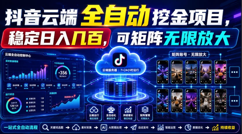 Dy云端全自动挖金项目，稳定日入几百，可矩阵无限放大！-途喵资源网 精品教程 行业软件 热门项目 这里总能找到你需要的资源！