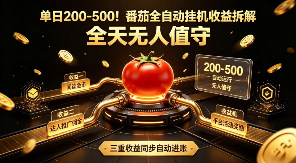 单日200-500！番茄全自动挂G收益拆解，全天无人值守，矩阵操作收益翻倍【揭秘】-途喵资源网 精品教程 行业软件 热门项目 这里总能找到你需要的资源！