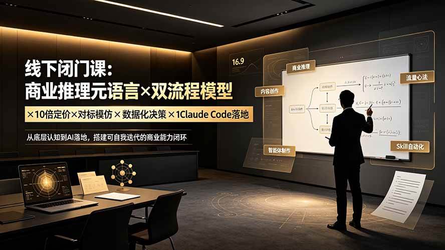 （19381期）线下闭门课：商业推理元语言×双流程模型×10倍定价×对标模仿×数据化决策×Claude Code落地，击穿认知盲区-途喵资源网 精品教程 行业软件 热门项目 这里总能找到你需要的资源！