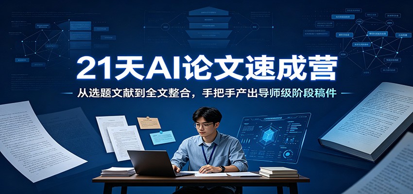 21天AI论文速成营：从选题文献到全文整合，手把手产出导师级阶段稿件-途喵资源网 精品教程 行业软件 热门项目 这里总能找到你需要的资源！