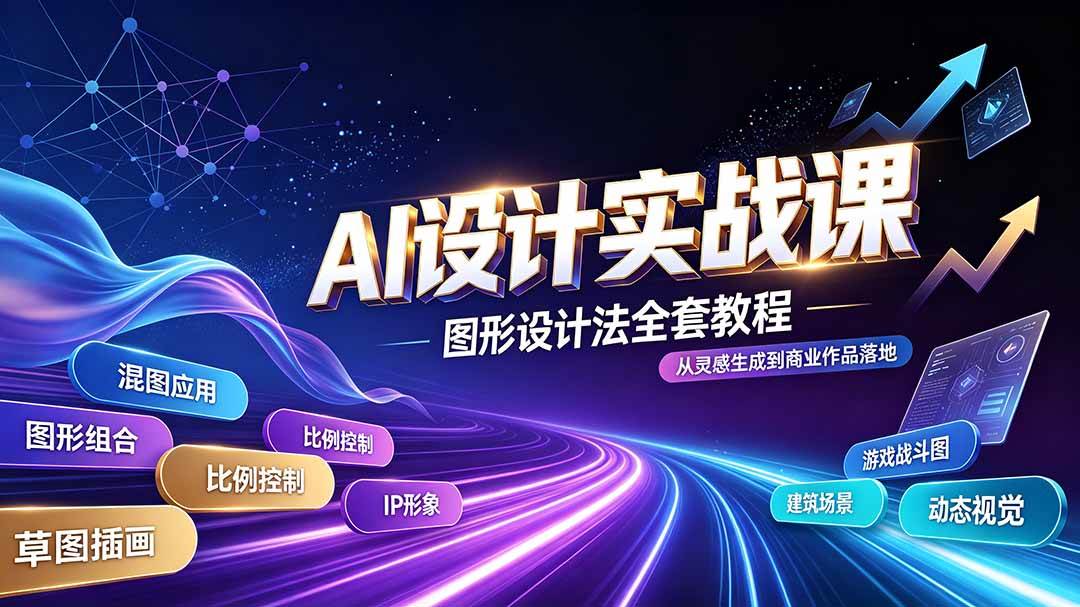 （19554期）AI设计实战课｜图形设计法全套教程，解锁AI工作流技法，精通插画IP、建筑、游戏视觉创作-途喵资源网 精品教程 行业软件 热门项目 这里总能找到你需要的资源！