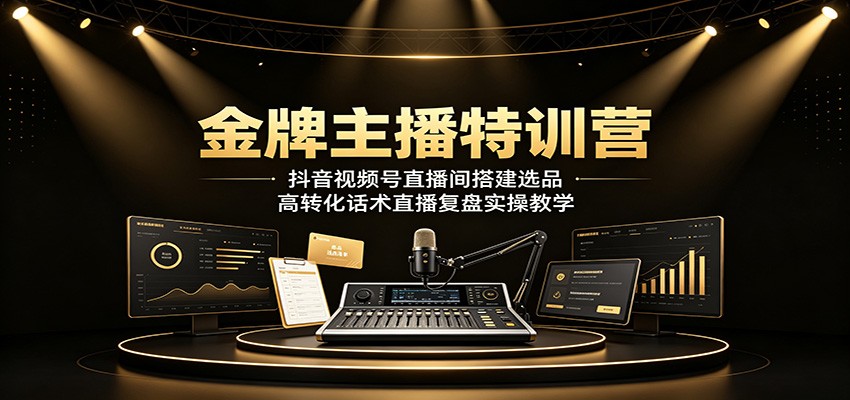 金牌主播特训营：抖音视频号直播间搭建选品，高转化话术直播复盘实操教学-途喵资源网 精品教程 行业软件 热门项目 这里总能找到你需要的资源！