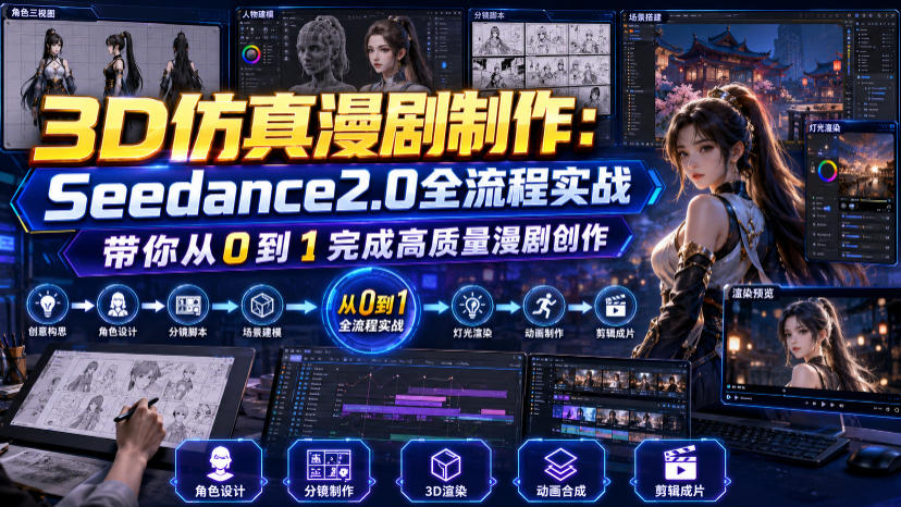3D仿真漫剧制作：Seedance2.0全流程实战，带你从0到1完成高质量漫剧创作-途喵资源网 精品教程 行业软件 热门项目 这里总能找到你需要的资源！
