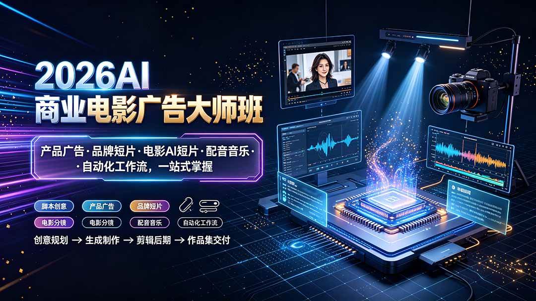 （19303期）2026AI商业电影广告大师班：产品广告·品牌短片·电影AI短片·配音音乐·自动化工作流，一站式掌握-途喵资源网 精品教程 行业软件 热门项目 这里总能找到你需要的资源！