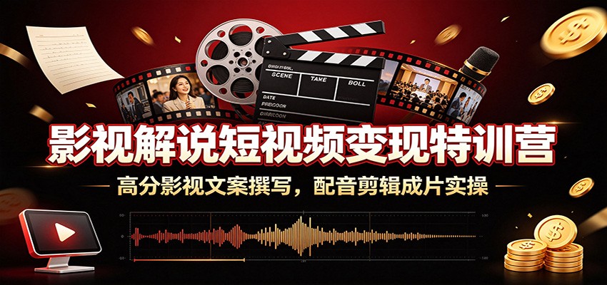 影视解说短视频变现特训营：高分影视文案撰写，配音剪辑成片实操-途喵资源网 精品教程 行业软件 热门项目 这里总能找到你需要的资源！