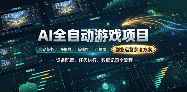 AI全自动游戏躺賺副业：日入几百，稳定运行三年的项目！【揭秘】-途喵资源网 精品教程 行业软件 热门项目 这里总能找到你需要的资源！