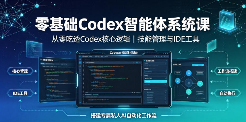 零基础Codex智能体系统课｜从零吃透Codex核心逻辑、技能管理与IDE工具，搭建专属私人AI自动化工作流-途喵资源网 精品教程 行业软件 热门项目 这里总能找到你需要的资源！