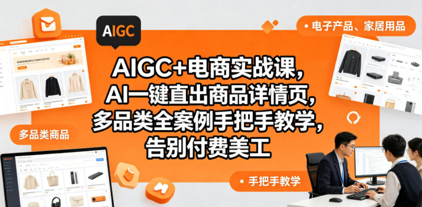 AIGC+电商实战课，AI一键直出商品详情页，多品类全案例手把手教学，告别付费美工（更新0725）-途喵资源网 精品教程 行业软件 热门项目 这里总能找到你需要的资源！