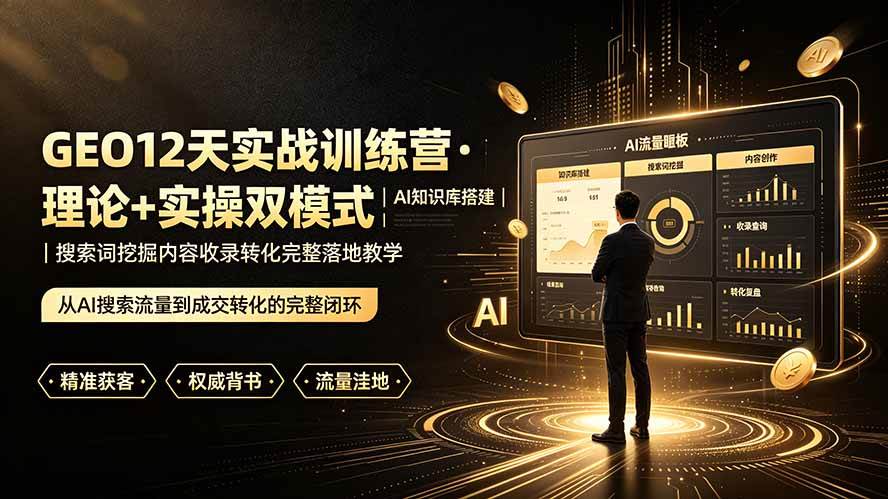 （19277期）GEO12天实战训练营·理论+实操双模式｜AI知识库搭建｜搜索词挖掘内容收录转化完整落地教学-途喵资源网 精品教程 行业软件 热门项目 这里总能找到你需要的资源！