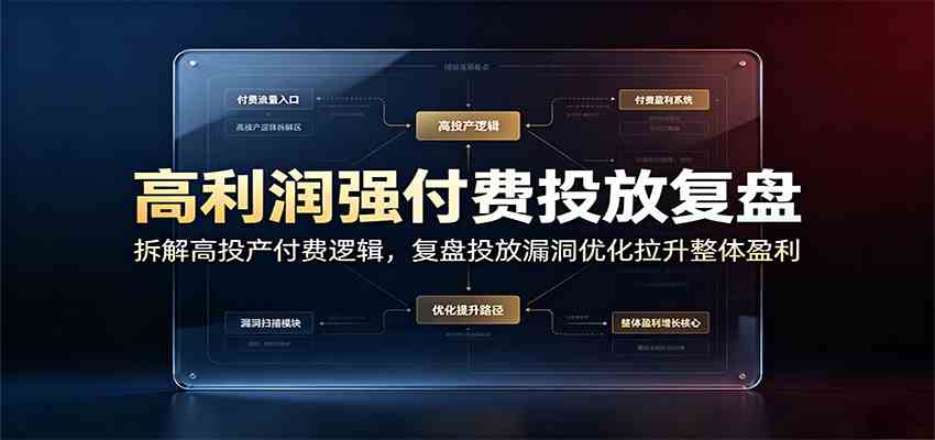 高利润强付费投放复盘：拆解高投产付费逻辑，复盘投放漏洞优化拉升整体盈利-途喵资源网 精品教程 行业软件 热门项目 这里总能找到你需要的资源！