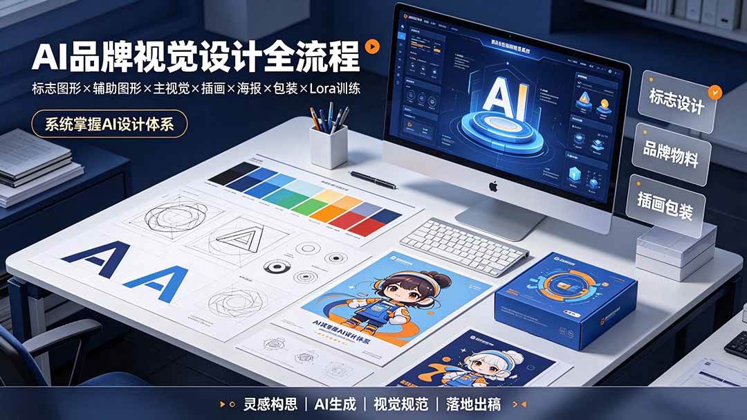 （19372期）AI品牌视觉设计全流程：标志图形×辅助图形×主视觉×插画×海报×包装×Lora训练，系统掌握AI设计体系-途喵资源网 精品教程 行业软件 热门项目 这里总能找到你需要的资源！
