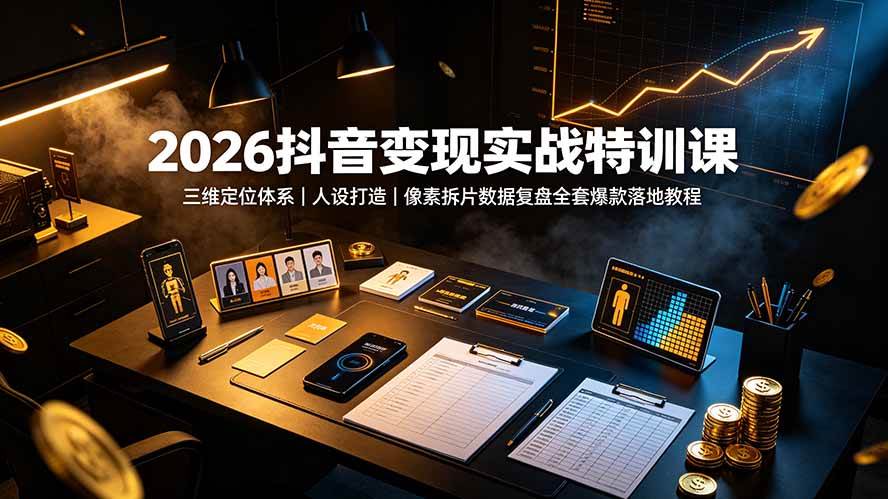 （19419期）2026抖音变现实战特训课：三维定位体系｜人设打造｜像素拆片数据复盘全套爆款落地教程-途喵资源网 精品教程 行业软件 热门项目 这里总能找到你需要的资源！