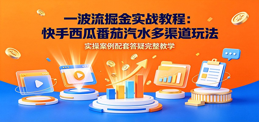 一波流掘金实战教程：快手西瓜番茄汽水多渠道玩法，实操案例配套答疑完整教学-途喵资源网 精品教程 行业软件 热门项目 这里总能找到你需要的资源！