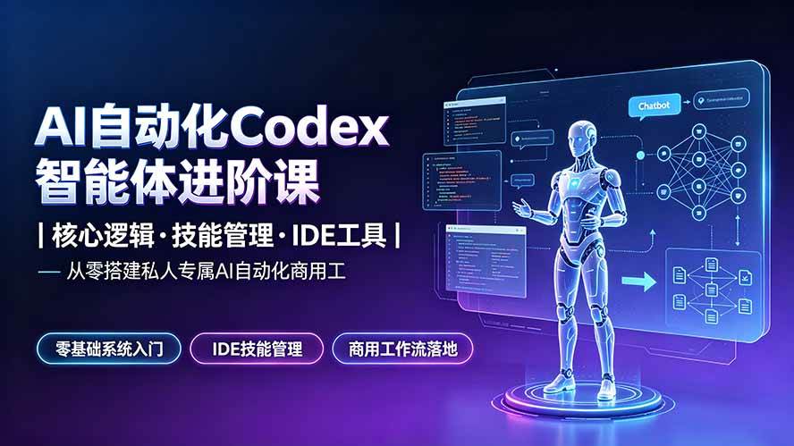 （19245期）AI自动化Codex智能体进阶课｜核心逻辑·技能管理·IDE工具｜从零搭建私人专属AI自动化商用工作流-途喵资源网 精品教程 行业软件 热门项目 这里总能找到你需要的资源！