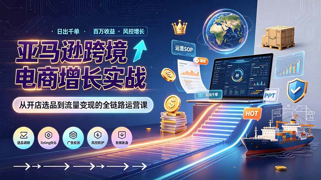 （19308期）亚马逊0-1孵化特训营8期：从注册风控到稳定日出千单实战，规避审核封店风险，标准化执行流程落地-途喵资源网 精品教程 行业软件 热门项目 这里总能找到你需要的资源！