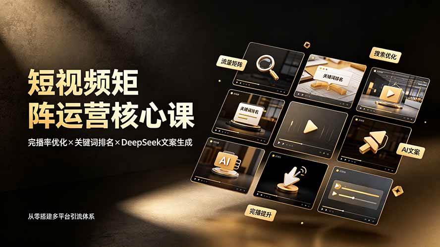 （19259期）短视频矩阵运营核心课：完播率优化×关键词排名×DeepSeek文案生成，从零搭建多平台引流体系-途喵资源网 精品教程 行业软件 热门项目 这里总能找到你需要的资源！