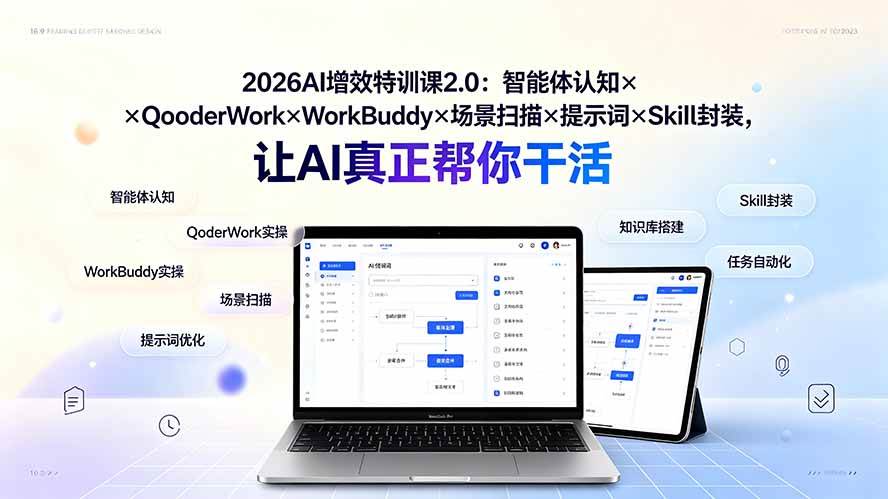 （19368期）2026AI增效特训课2.0：智能体认知×QoderWork×WorkBuddy×场景扫描×提示词×Skill封装，让AI真正帮你干活-途喵资源网 精品教程 行业软件 热门项目 这里总能找到你需要的资源！