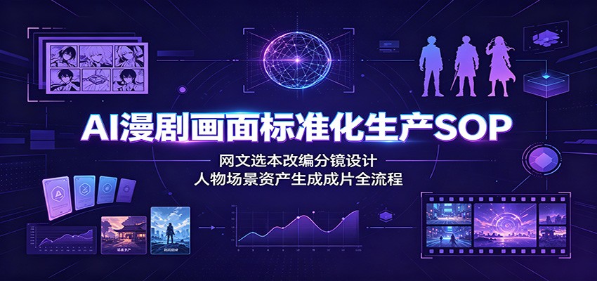 AI漫剧画面标准化生产SOP：网文选本改编分镜设计，人物场景资产生成成片全流程-途喵资源网 精品教程 行业软件 热门项目 这里总能找到你需要的资源！
