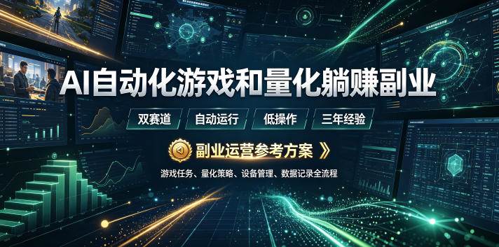 （19388期）AI全自动游戏和量化躺赚副业：日入几百，稳定运行三年的项目！-途喵资源网 精品教程 行业软件 热门项目 这里总能找到你需要的资源！
