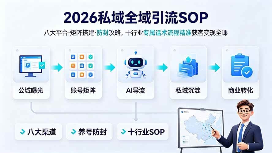 （19248期） 2026私域全域引流SOP｜八大平台·矩阵搭建·防封攻略，十行业专属话术流程精准获客变现全课-途喵资源网 精品教程 行业软件 热门项目 这里总能找到你需要的资源！