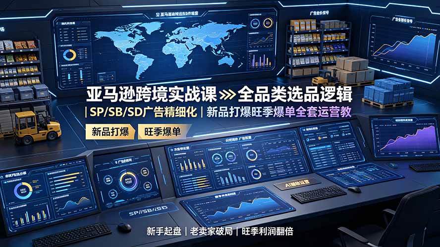 （19352期）亚马逊跨境实战课：全品类选品逻辑｜SP/SB/SD广告精细化｜新品打爆旺季爆单全套运营教程-途喵资源网 精品教程 行业软件 热门项目 这里总能找到你需要的资源！