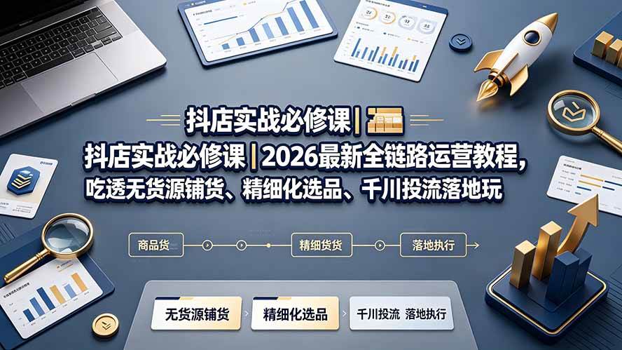 （19549期）抖店实战必修课｜2026最新全链路运营教程，吃透无货源铺货、精细化选品、千川投流落地玩法-途喵资源网 精品教程 行业软件 热门项目 这里总能找到你需要的资源！