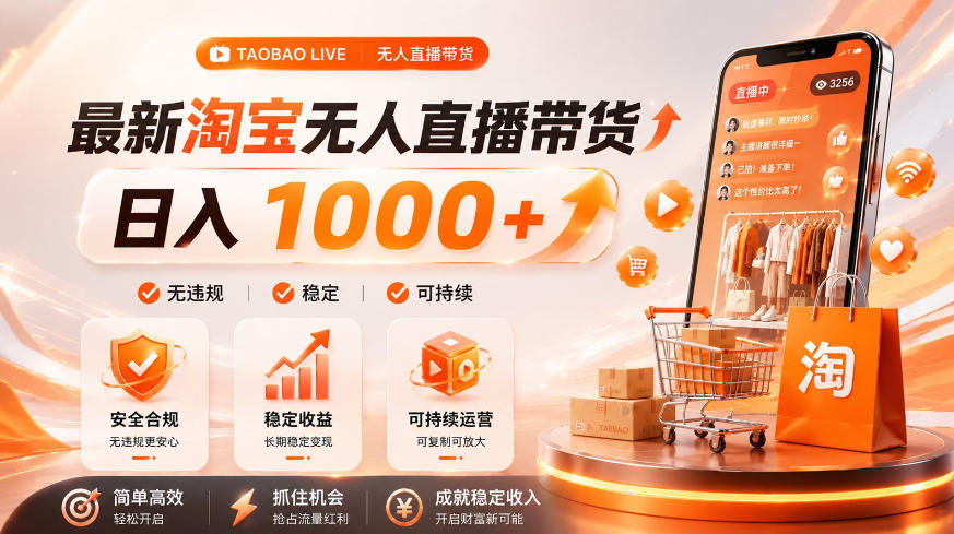 拒绝死工资！淘宝无人直播，让你睡觉都在进账，单设备日入1k+普通人的变现蓝海【揭秘】-途喵资源网 精品教程 行业软件 热门项目 这里总能找到你需要的资源！