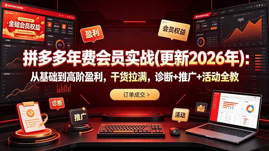 （19290期）拼多多年费会员实战(更新2026年)：从基础到高阶盈利，干货拉满，诊断+推广+活动全教-途喵资源网 精品教程 行业软件 热门项目 这里总能找到你需要的资源！